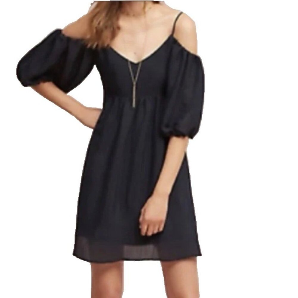 Anthropologie Moulinette Soeurs Dress L Large Black Off Shoulder Washable Flowy